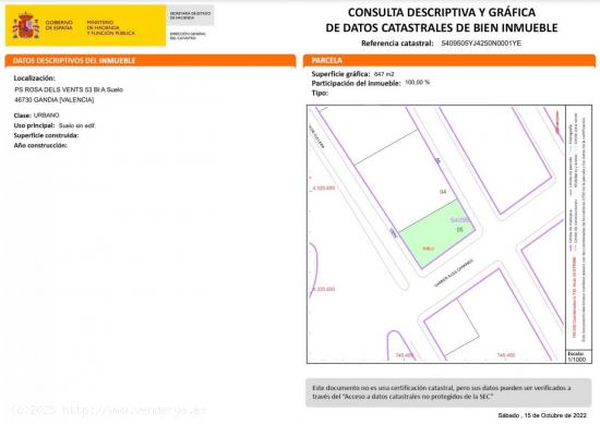 SOLAR URBANO EN GANDIA DE 661,51 M2 - VALENCIA