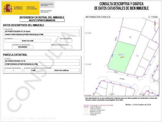 Venta parcela edificable flores del Sil - LEON