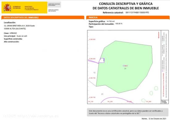 Solar en venta en Calle Gran Bretaña- ALTEA HILLS - ALICANTE