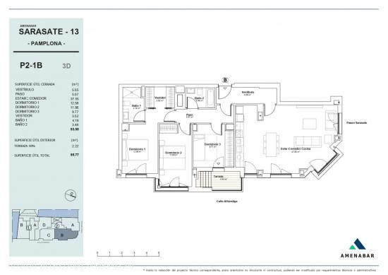 GEA inmobiliaria VENDE Piso de 3 habitaciones NUEVO en PASEO DE SARASATE - NAVARRA