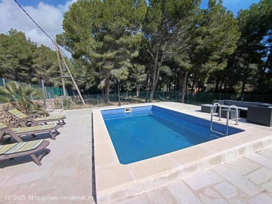 Bonita casa de madera con 2 viviendas y piscina en la urbanización de standing St. Jordi d'Alfama -