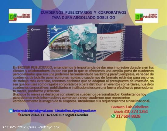 CUADERNOS CORPORATIVOS Y PUBLICITARIOS  TAPA DURA 