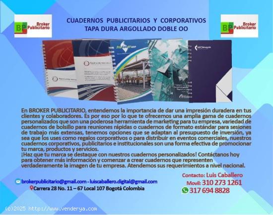 CUADERNOS CORPORATIVOS Y PUBLICITARIOS  TAPA DURA 