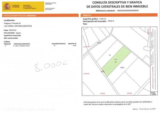 SE VENDEN 4 FINCAS RUSTICAS EN POLIGONO 4 DE ARCONES DESDE 2500€ - SEGOVIA