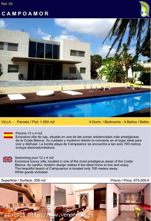 CHALET DE LUJO EN CAMPOAMOR 1050m2 PARCELA - ALICANTE