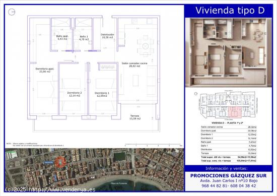 Proxima construcción, vivienda con 3 dormitorios, con 16 metros de terraza - MURCIA