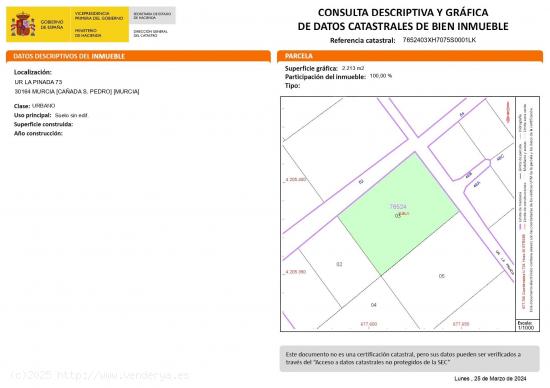  Parcela urbanizable en la Pinada Cañadas de San Pedro - MURCIA 