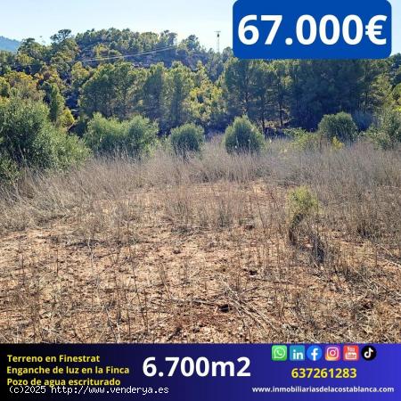  Terreno plano de 6,700 m2 con balsa y pozo propio escriturado en Finestrat 67,000€ - ALICANTE 