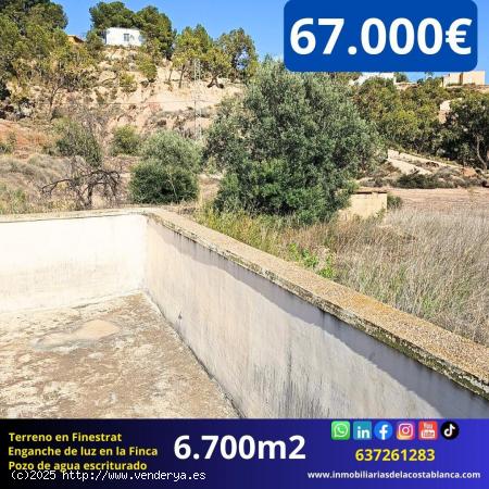 Terreno plano de 6,700 m2 con balsa y pozo propio escriturado en Finestrat 67,000€ - ALICANTE