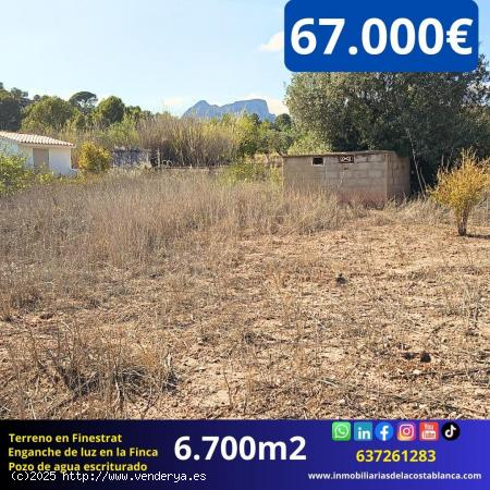 Terreno plano de 6,700 m2 con balsa y pozo propio escriturado en Finestrat 67,000€ - ALICANTE