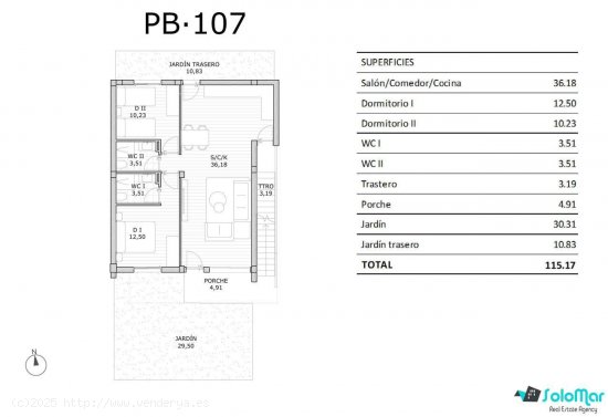 Bungalow en venta a estrenar en San Miguel de Salinas (Alicante)